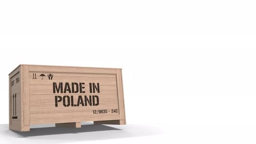 Large Wooden Crate with MADE IN POLAND Text