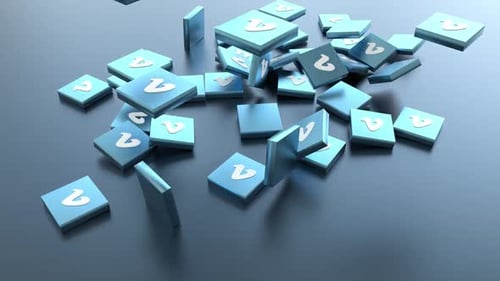 3D Tiles Falling Logo Reveal Corporate Animation