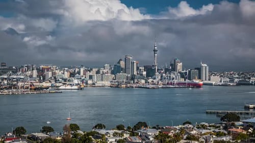 Auckland Cityscape on a Cloudy Day