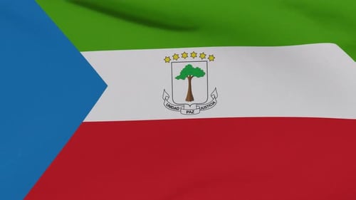 Equatorial Guinea National Flag Waving in Realistic Fabric
