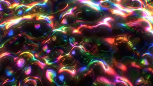 Wunderschöne irisierende Regenbogen-Flüssigspektrumblasen leuchten fluoreszierend — 4K