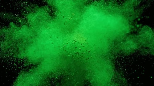 Neon Green Powder Explosion on Black Background