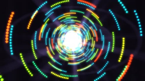 Luz brillante al final del túnel hecha de formas geométricas en movimiento - 4K