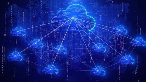 Digital Cloud Computing Network with Data Stream Background