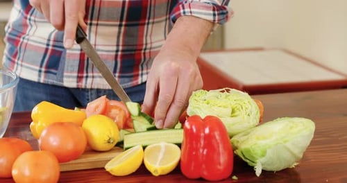Preparing Fresh Vegetables For Salad at Home