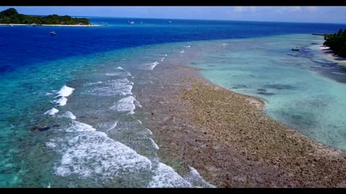 Aerial above texture of perfect seashore beach holiday by blue sea and white sand background of a da