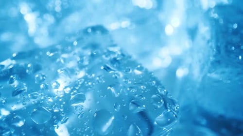 Close Up of Wet, Transparent Ice Cubes