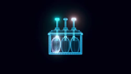 Futuristic Hologram 3D Dispenser Rotating Wireframe Animation