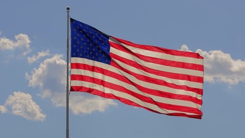 Waving American Flag on a Sunny Day