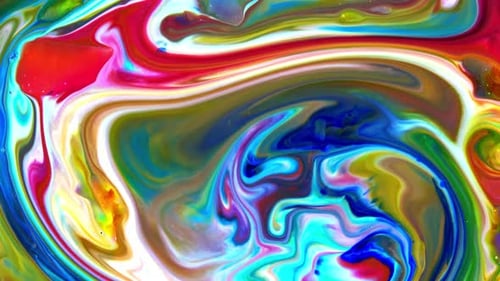 Colorful Paint Swirls in Abstract Liquid Motion