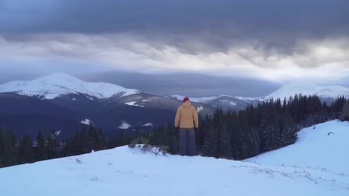 Winter Mountain Landscape With Snow Covered Peaks