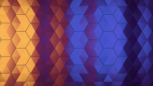 Animated Geometric Hexagon Tiles Background with Color Gradient Shift