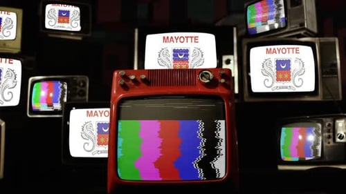 Flag Of Mayotte on Retro TVs.