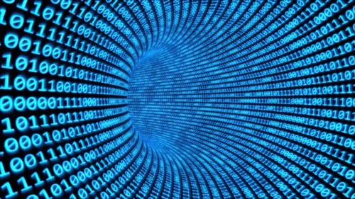 Fly through Binary Code Tunnel in Cyberspace Encrypted Network Data - 1080p