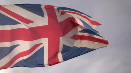 Union Jack Flag Waving in the Wind