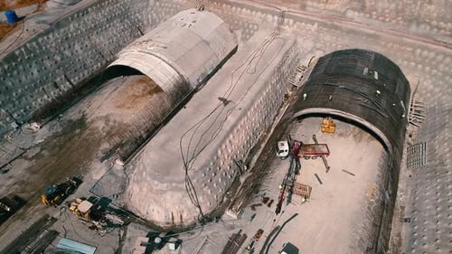 Sitio de construcción de túneles de autopista