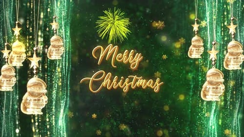 Sparkling Merry Christmas Title Reveal with Golden Ornaments