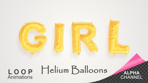 Golden Balloon Girl Letters Animation