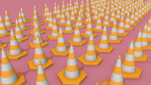 A Lot Of Traffic Cone In A Row 4k
