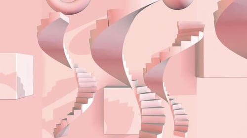 Abstract Geometric Stairs and Shapes Loop Animation