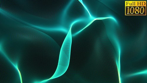 Abstract Green Digital Particle Wave Background Loop