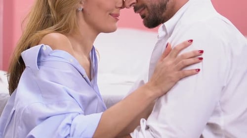 Affectionate Couple Embracing in Romantic Close Up