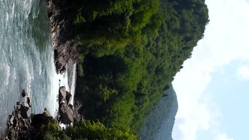 Landscape with mountain river, Vertical video