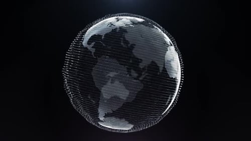 Futuristic Particle Globe Forming Digital Earth Rotation