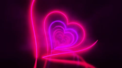 Endless Glowing Pink Heart Neon Tunnel Loop