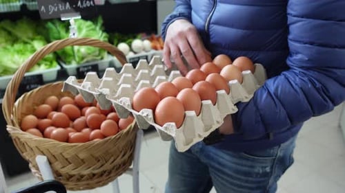 Natural Eggs In Market Basket