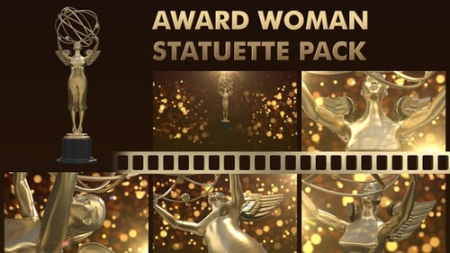 Golden Awards Statue with Elegant Bokeh Background