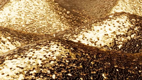 Eine enorme Menge an goldenen Münzen.Die riesigen Berge aus Gold. Antiker Schatz