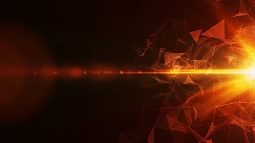 Abstrakte 3D-Technologie mit Schnittpunkten und Partikeln. 4K-Loop