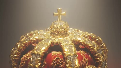 Royal vintage golden crown with cross and lions Symbolizing monarchy and kingdom