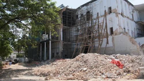Collapsed Building of the House of Wonders in Stone Town Zanzibar Africa