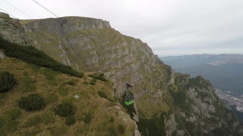 Aerial view of a cable car going up