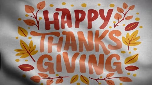 Waving Fabric Happy Thanksgiving Message Animation