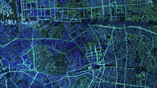 Glowing Futuristic Digital City Map Network Animation