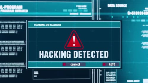 Futuristic Hacking Detected Alert Digital Interface
