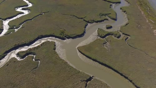 Tilt Up From Water Channels to Bair Island State Marine Park, Aerial
