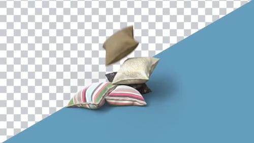 Falling Decorative Pillows Stacking with Alpha Channel