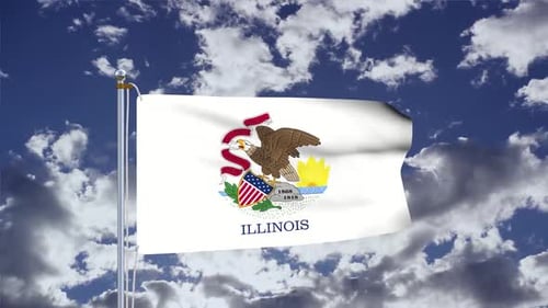 3D Realistic Waving Illinois State Flag Loop