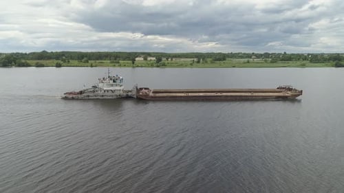 Barge on the River Volga