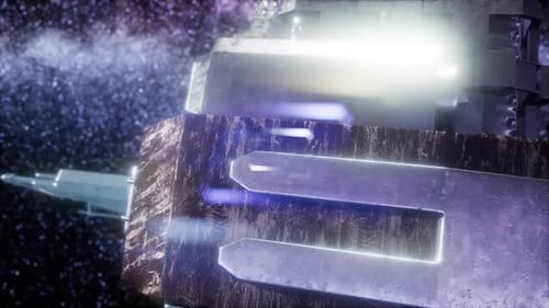 Futuristic Space Station Orbiting in Starry Galaxy Animation