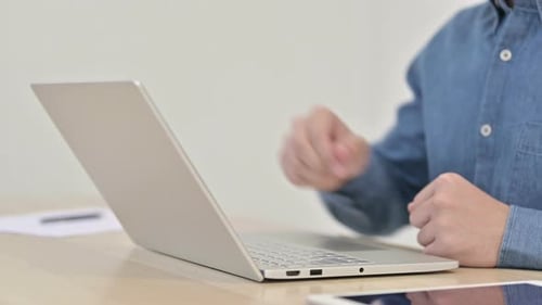 Close Up of Opening Laptop and Typing By Man