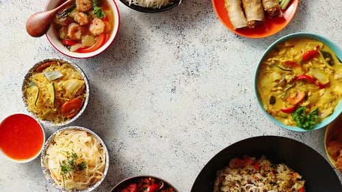 Chinese Food Set. Asian Style Food Concept Composition.