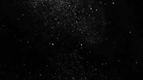 White Particles Rising on a Dark Background