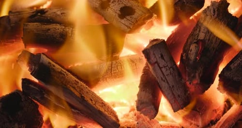 Burning Charcoal Close-up