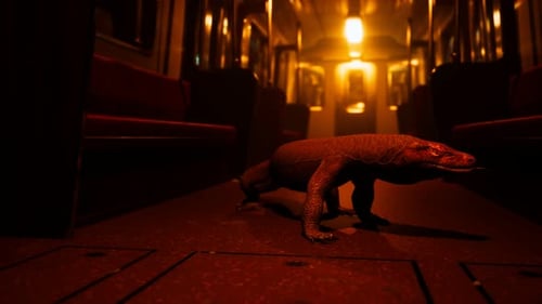 Dragon de Comodo dans la station de métro souterraine