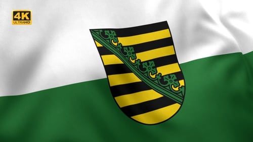 Flag of Saxony Waving with Coat of Arms Seamless Loop
